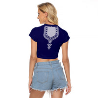 Printed Dashiki African Raglan Cropped T Shirt Blue - Wonder Print Shop
