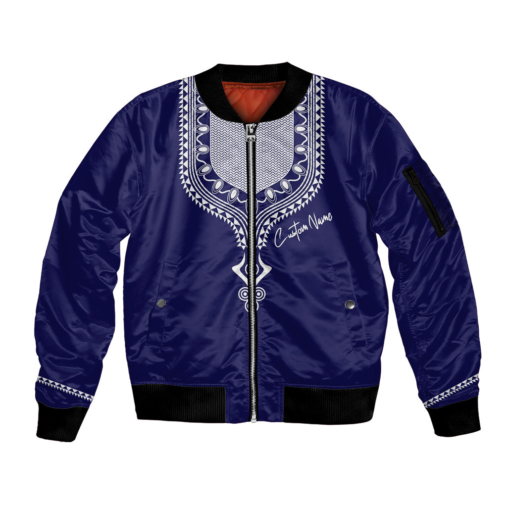 Printed Dashiki African Sleeve Zip Bomber Jacket Blue - Wonder Print Shop