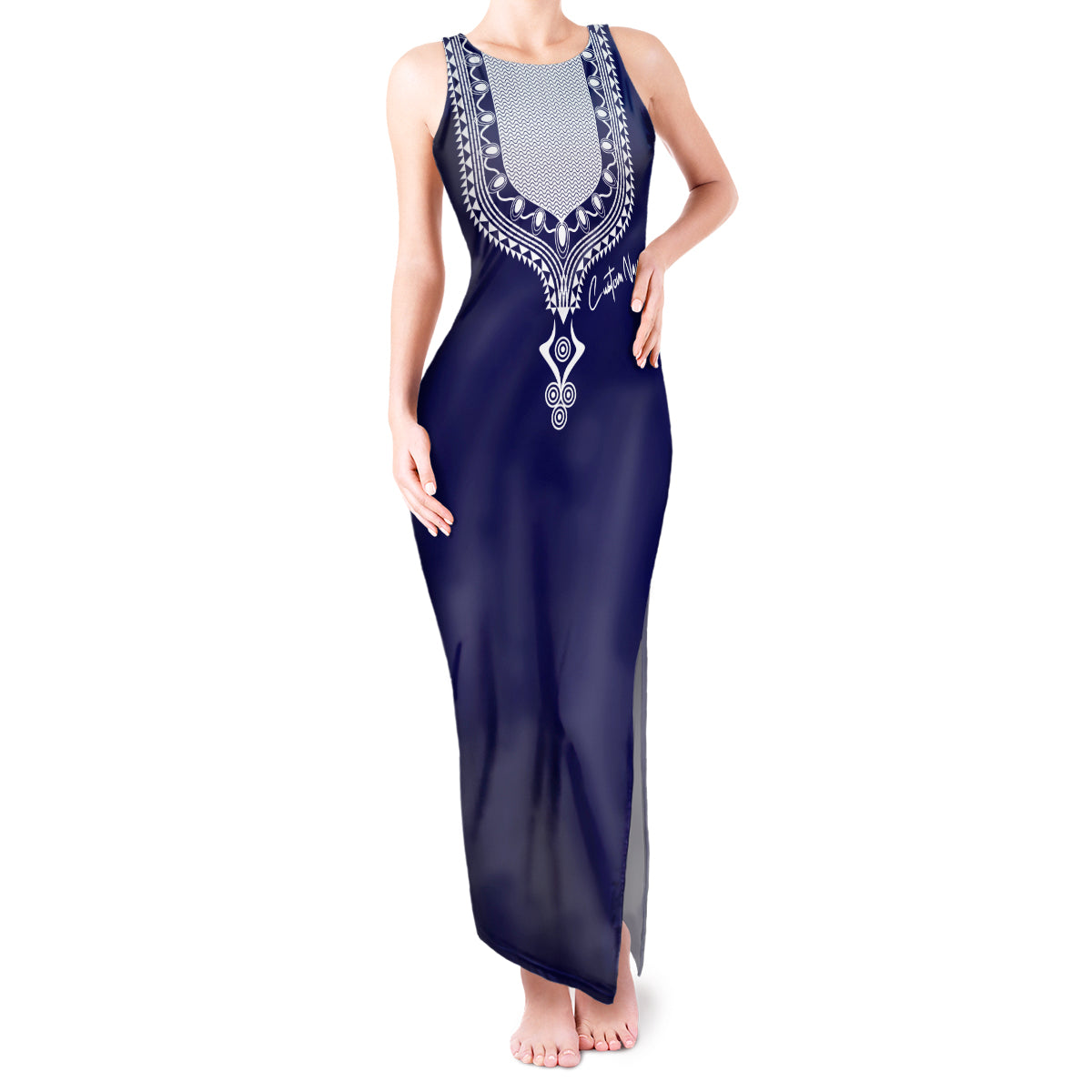 Printed Dashiki African Tank Maxi Dress Blue - Wonder Print Shop