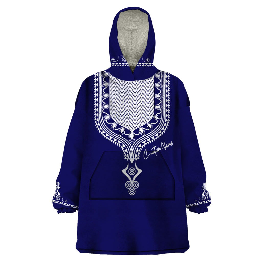 Printed Dashiki African Wearable Blanket Hoodie Blue - Wonder Print Shop