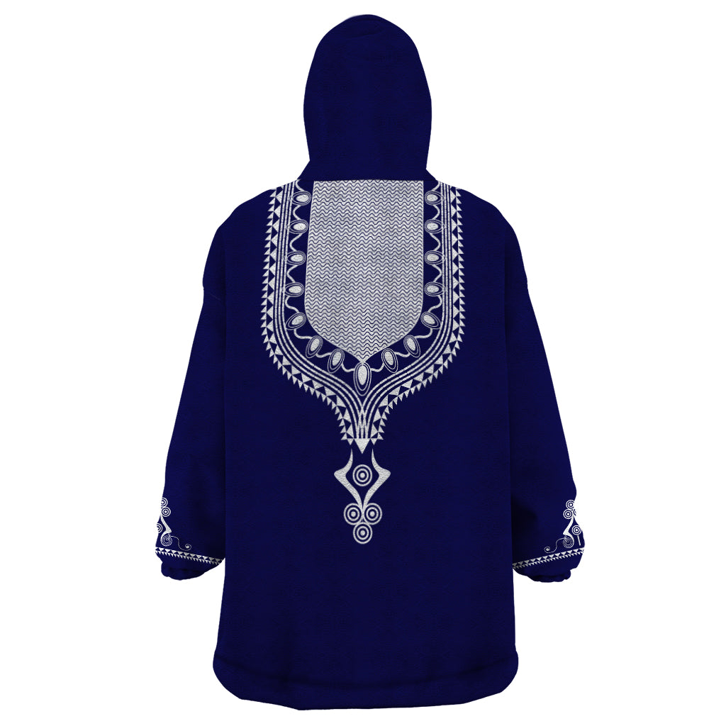 Printed Dashiki African Wearable Blanket Hoodie Blue - Wonder Print Shop