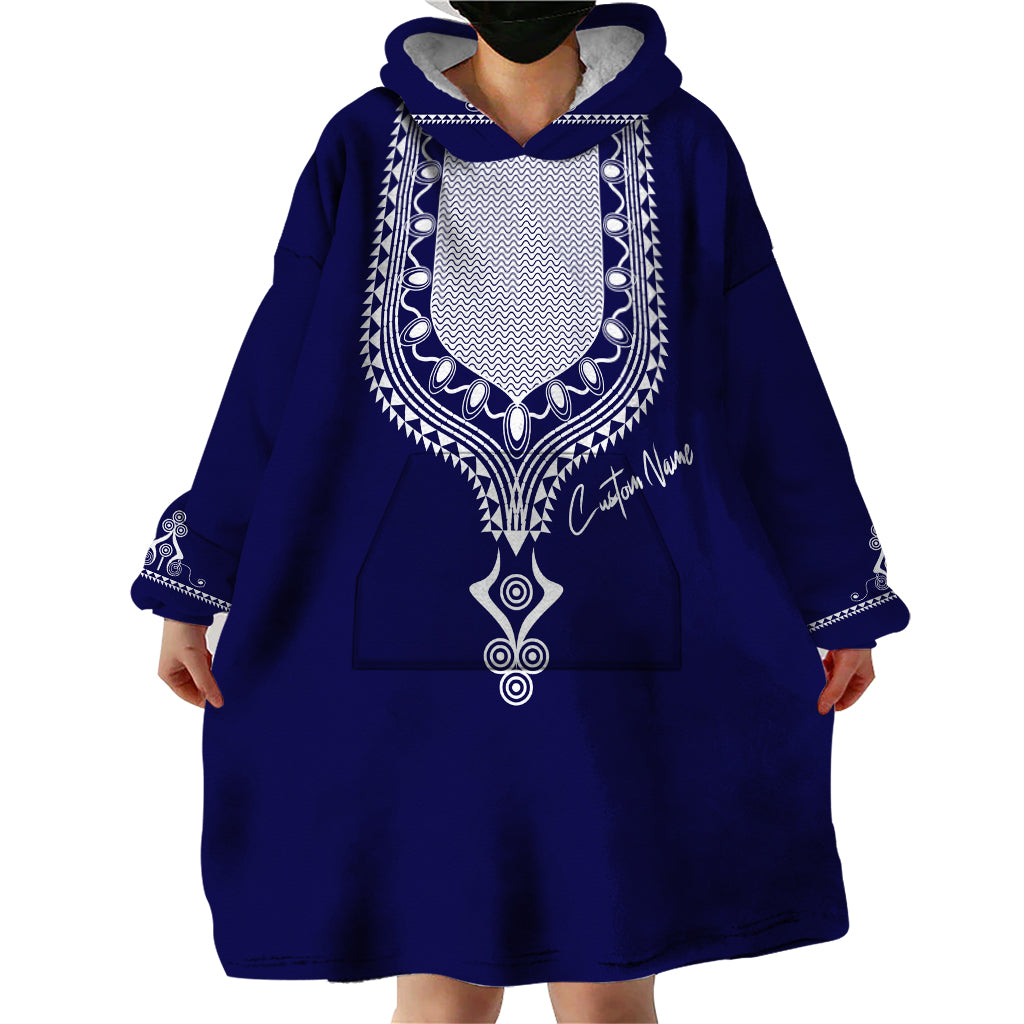 Printed Dashiki African Wearable Blanket Hoodie Blue - Wonder Print Shop