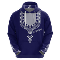 Printed Dashiki African Zip Hoodie Blue - Wonder Print Shop