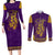 Anubis and Horus Couples Matching Long Sleeve Bodycon Dress and Long Sleeve Button Shirt Egyptian God Purple