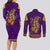 Anubis and Horus Couples Matching Long Sleeve Bodycon Dress and Long Sleeve Button Shirt Egyptian God Purple