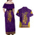 Anubis and Horus Couples Matching Off Shoulder Maxi Dress and Hawaiian Shirt Egyptian God Purple