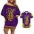 Anubis and Horus Couples Matching Off Shoulder Short Dress and Hawaiian Shirt Egyptian God Purple