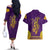 Anubis and Horus Couples Matching Off The Shoulder Long Sleeve Dress and Hawaiian Shirt Egyptian God Purple