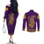 Anubis and Horus Couples Matching Off The Shoulder Long Sleeve Dress and Long Sleeve Button Shirt Egyptian God Purple