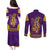 Anubis and Horus Couples Matching Puletasi and Long Sleeve Button Shirt Egyptian God Purple