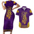 Anubis and Horus Couples Matching Short Sleeve Bodycon Dress and Hawaiian Shirt Egyptian God Purple