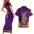 Anubis and Horus Couples Matching Short Sleeve Bodycon Dress and Hawaiian Shirt Egyptian God Purple