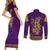 Anubis and Horus Couples Matching Short Sleeve Bodycon Dress and Long Sleeve Button Shirt Egyptian God Purple