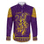 Anubis and Horus Family Matching Long Sleeve Bodycon Dress and Hawaiian Shirt Egyptian God Purple