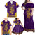 Anubis and Horus Family Matching Off Shoulder Maxi Dress and Hawaiian Shirt Egyptian God Purple