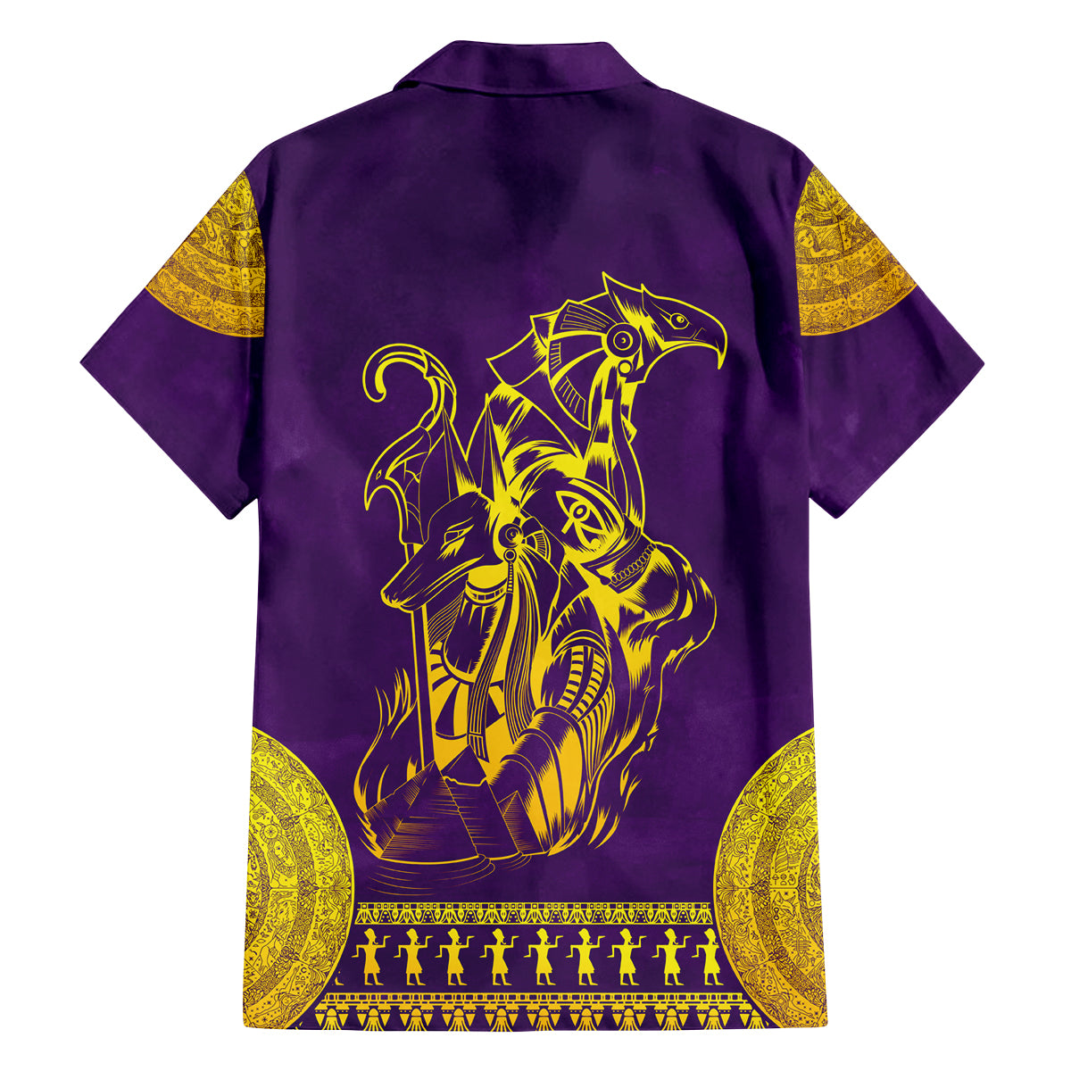 Anubis and Horus Family Matching Off Shoulder Maxi Dress and Hawaiian Shirt Egyptian God Purple - Wonder Print Shop
