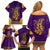Anubis and Horus Family Matching Off Shoulder Short Dress and Hawaiian Shirt Egyptian God Purple