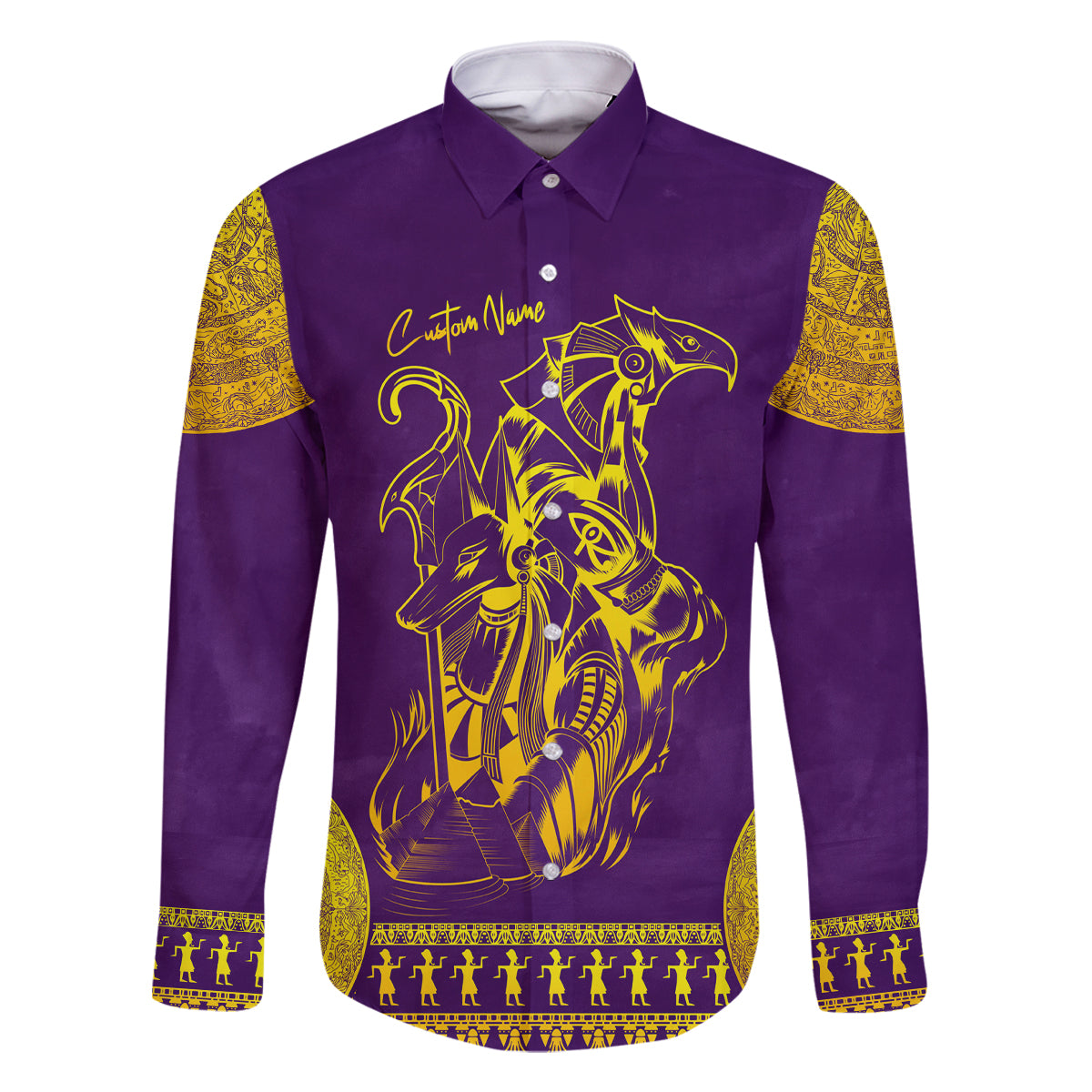 Anubis and Horus Family Matching Off Shoulder Short Dress and Hawaiian Shirt Egyptian God Purple - Wonder Print Shop