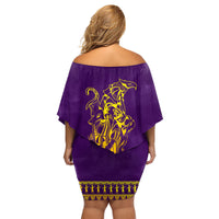 Anubis and Horus Family Matching Off Shoulder Short Dress and Hawaiian Shirt Egyptian God Purple - Wonder Print Shop