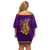 Anubis and Horus Family Matching Off Shoulder Short Dress and Hawaiian Shirt Egyptian God Purple