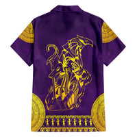 Anubis and Horus Family Matching Short Sleeve Bodycon Dress and Hawaiian Shirt Egyptian God Purple - Wonder Print Shop