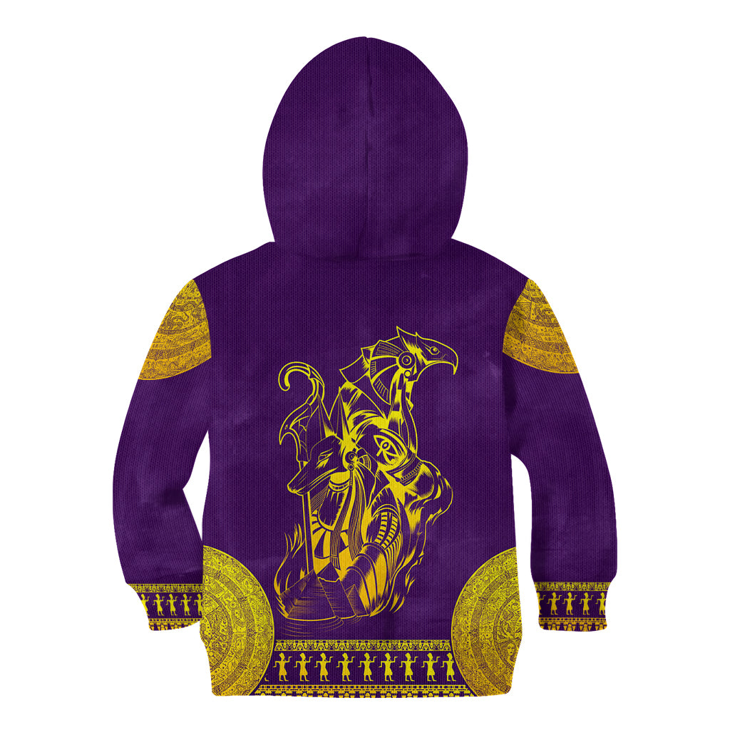 Anubis and Horus Kid Hoodie Egyptian God Purple - Wonder Print Shop