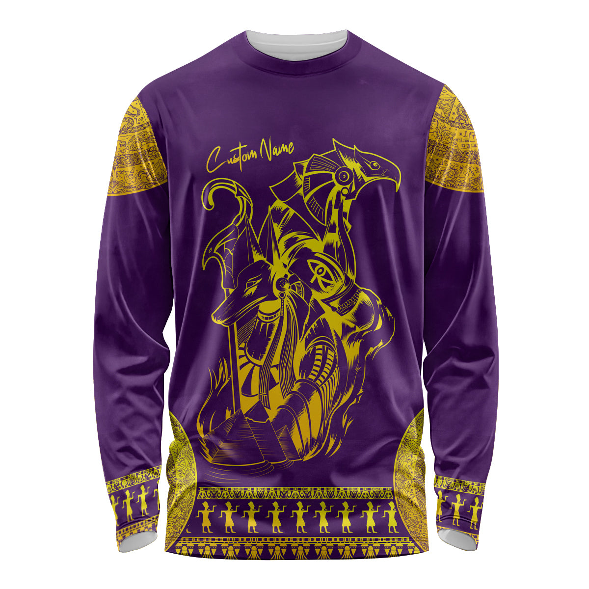 Anubis and Horus Long Sleeve Shirt Egyptian God Purple - Wonder Print Shop