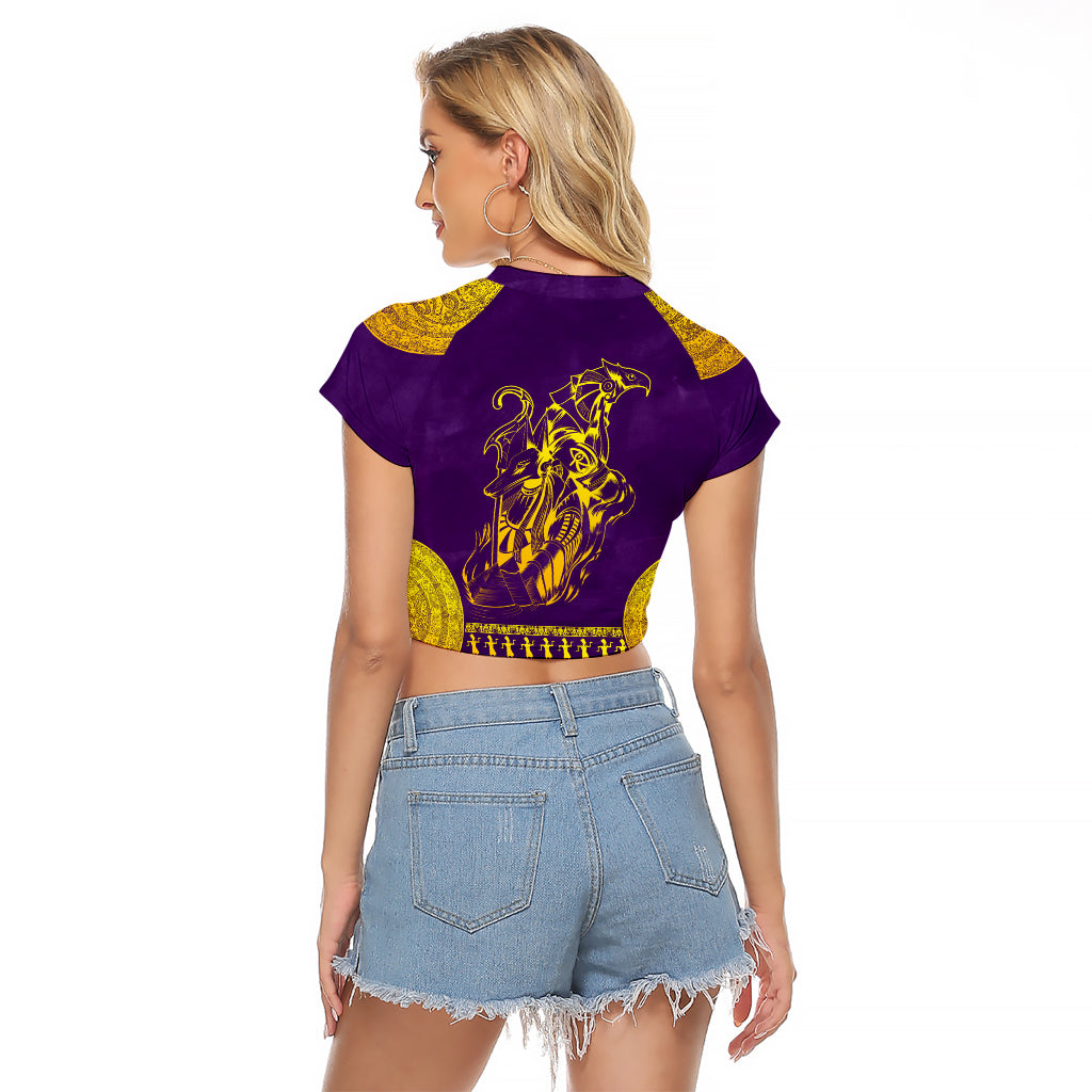Anubis and Horus Raglan Cropped T Shirt Egyptian God Purple - Wonder Print Shop