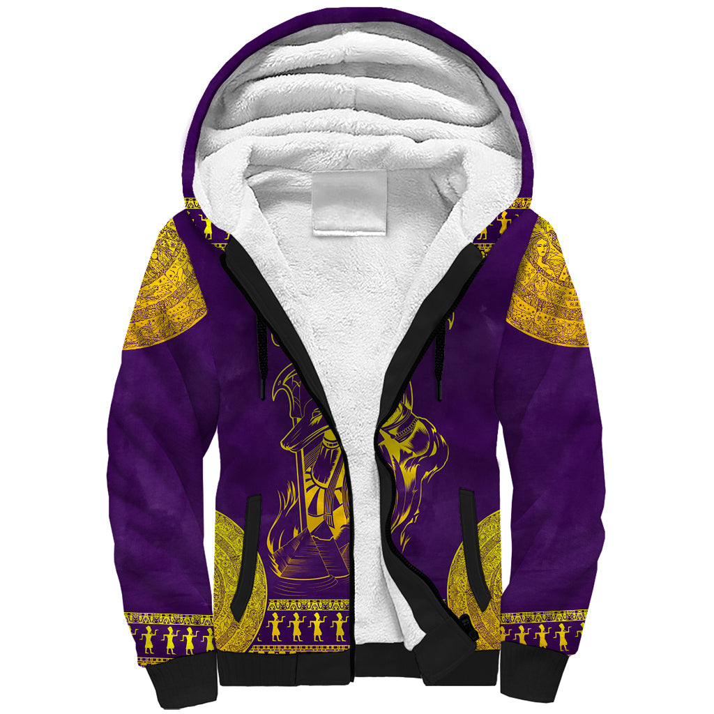 Anubis and Horus Sherpa Hoodie Egyptian God Purple - Wonder Print Shop