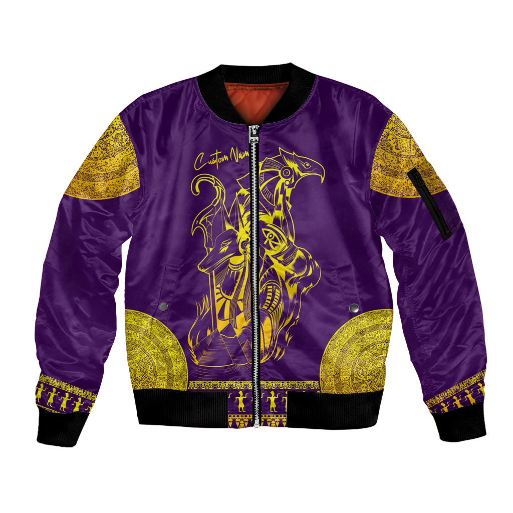 Anubis and Horus Sleeve Zip Bomber Jacket Egyptian God Purple - Wonder Print Shop