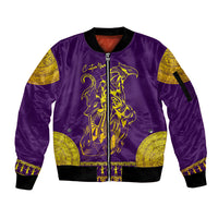 Anubis and Horus Sleeve Zip Bomber Jacket Egyptian God Purple - Wonder Print Shop