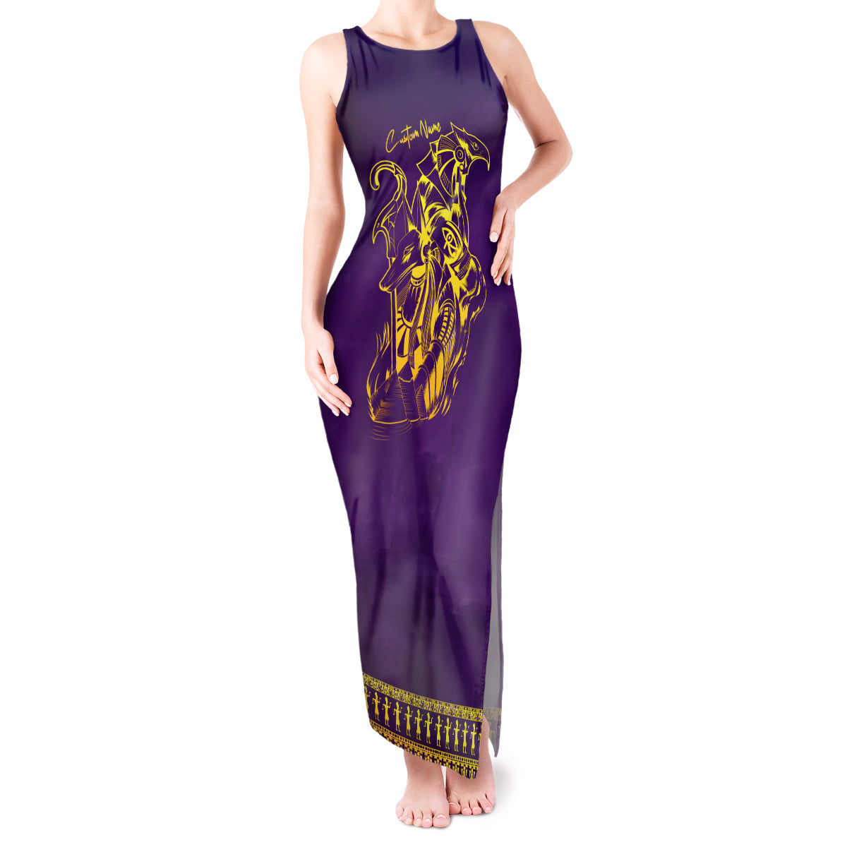 Anubis and Horus Tank Maxi Dress Egyptian God Purple - Wonder Print Shop