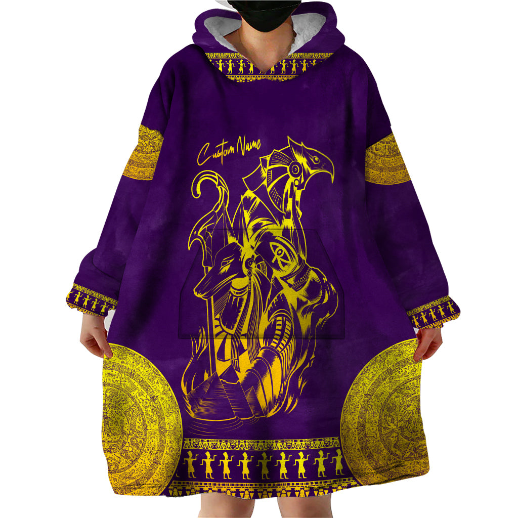 Anubis and Horus Wearable Blanket Hoodie Egyptian God Purple - Wonder Print Shop