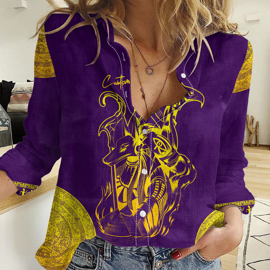 Anubis and Horus Women Casual Shirt Egyptian God Purple - Wonder Print Shop