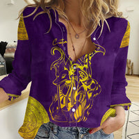 Anubis and Horus Women Casual Shirt Egyptian God Purple - Wonder Print Shop