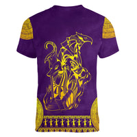 Anubis and Horus Women V Neck T Shirt Egyptian God Purple - Wonder Print Shop