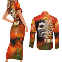 Reggae Legend Bob Couples Matching Short Sleeve Bodycon Dress and Long Sleeve Button Shirt Retro Style - Wonder Print Shop