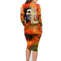Reggae Legend Bob Family Matching Long Sleeve Bodycon Dress and Hawaiian Shirt Retro Style - Wonder Print Shop