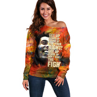 Reggae Legend Bob Off Shoulder Sweater Retro Style - Wonder Print Shop