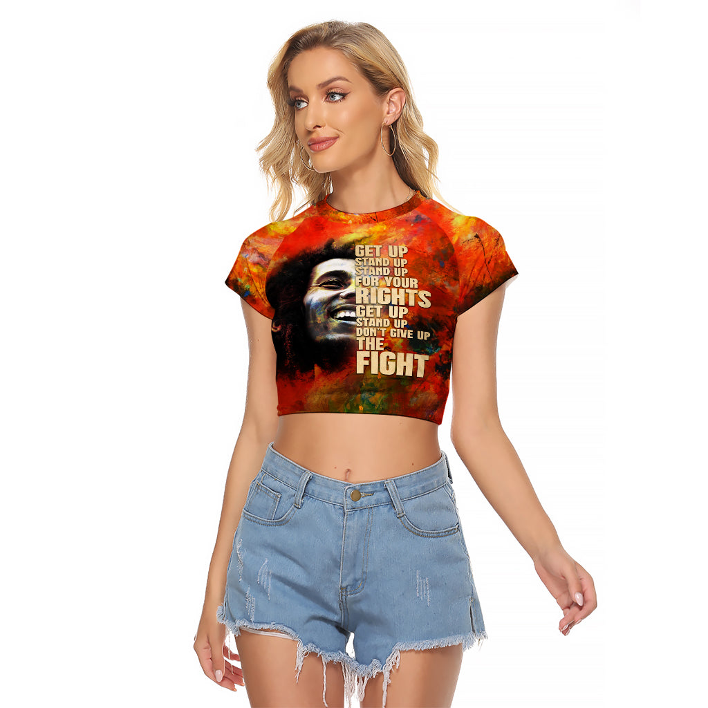 Reggae Legend Bob Raglan Cropped T Shirt Retro Style - Wonder Print Shop