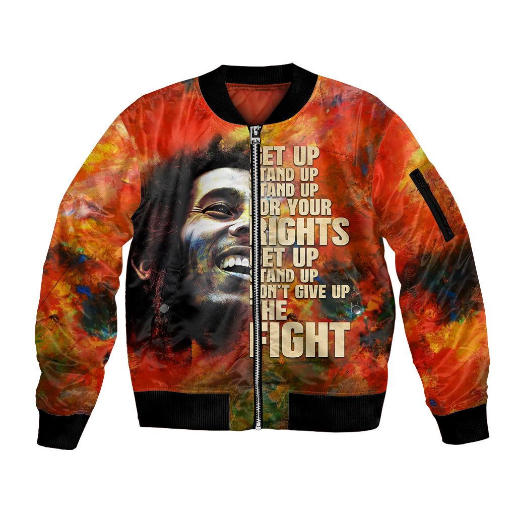 Reggae Legend Bob Sleeve Zip Bomber Jacket Retro Style - Wonder Print Shop