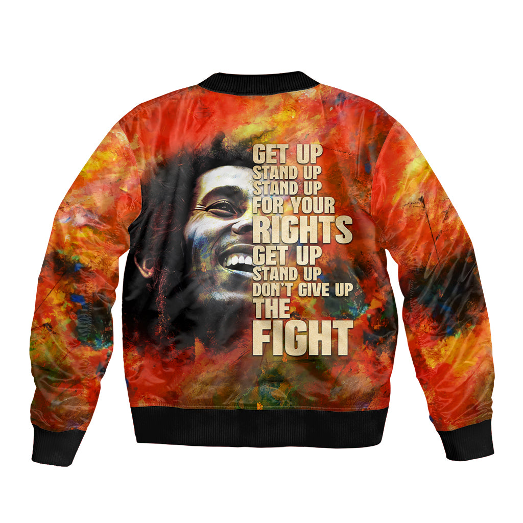 Reggae Legend Bob Sleeve Zip Bomber Jacket Retro Style - Wonder Print Shop