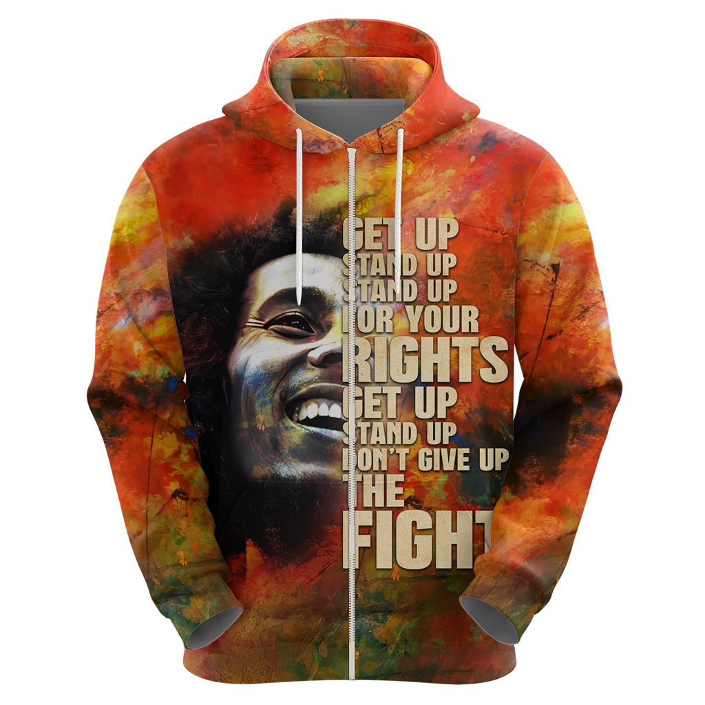 Reggae Legend Bob Zip Hoodie Retro Style - Wonder Print Shop