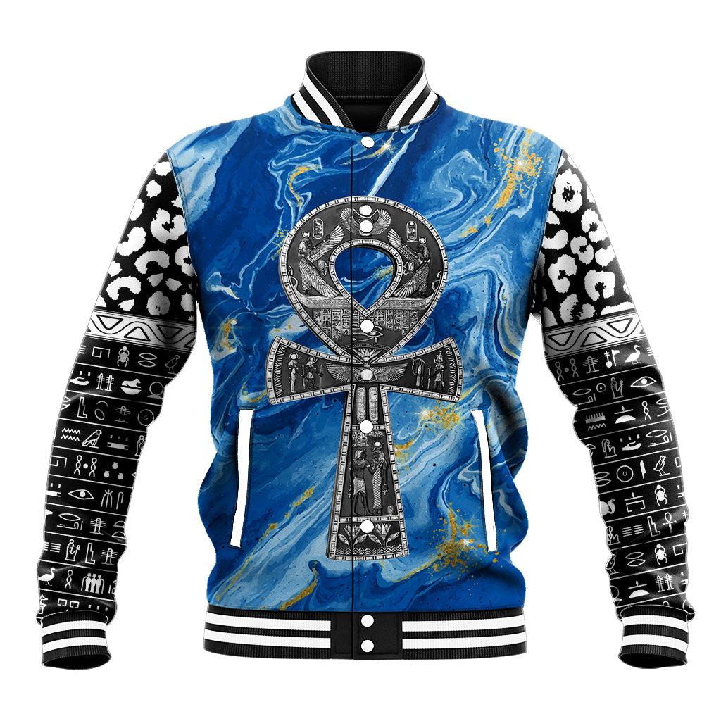Ankh On Blue Baseball Jacket Pan African - Wonder Print Shop