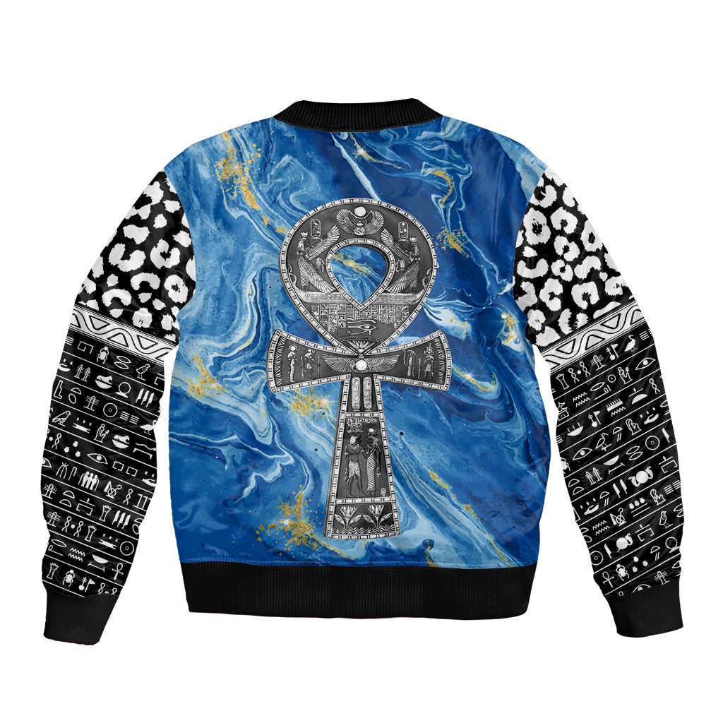 Ankh On Blue Bomber Jacket Pan African - Wonder Print Shop