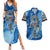 Ankh On Blue Couples Matching Summer Maxi Dress and Hawaiian Shirt Pan African - Wonder Print Shop