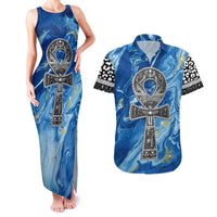 Ankh On Blue Couples Matching Tank Maxi Dress and Hawaiian Shirt Pan African - Wonder Print Shop