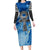 Ankh On Blue Family Matching Long Sleeve Bodycon Dress and Hawaiian Shirt Pan African - Wonder Print Shop