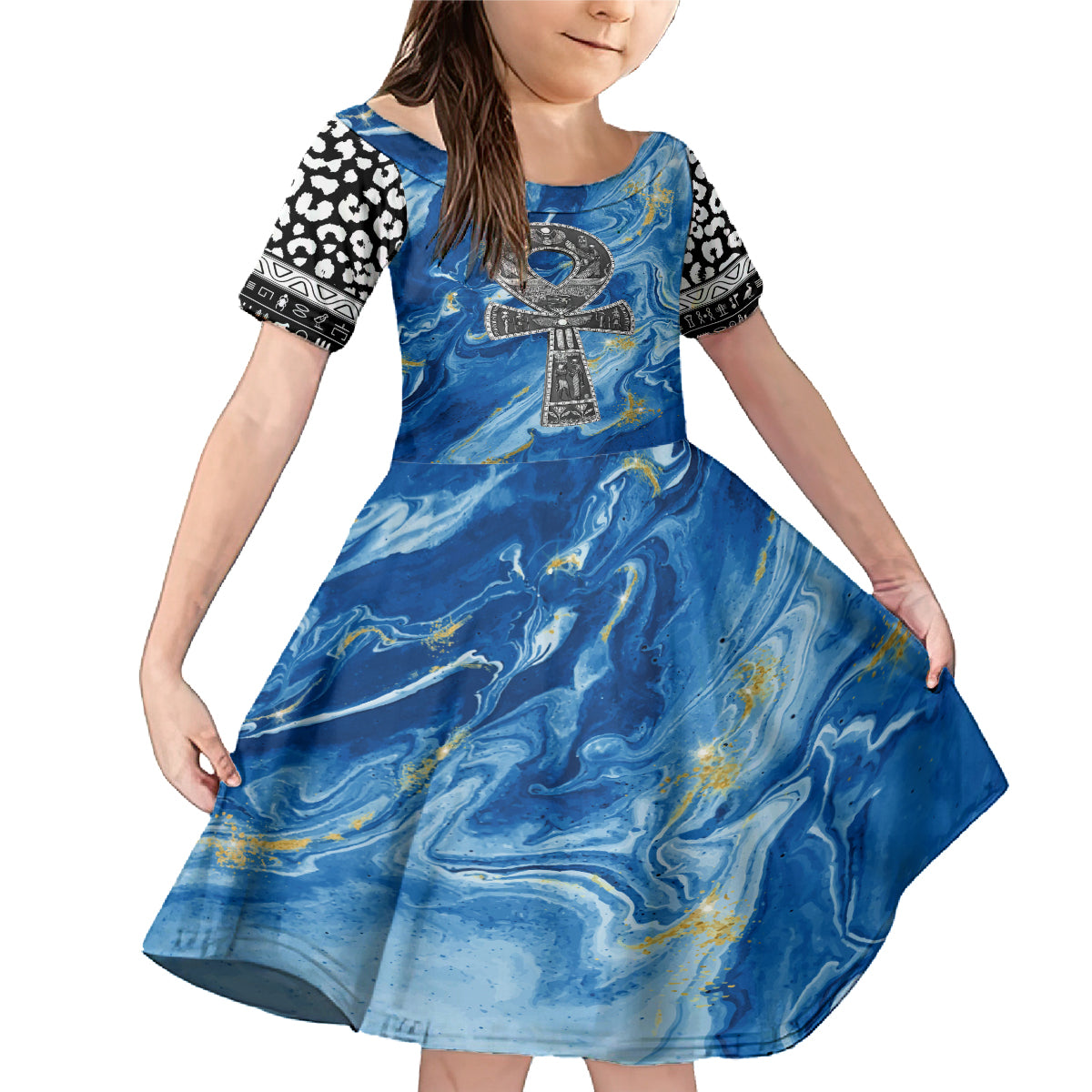 Ankh On Blue Family Matching Mermaid Dress and Hawaiian Shirt Pan African - Wonder Print Shop