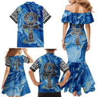 Ankh On Blue Family Matching Mermaid Dress and Hawaiian Shirt Pan African - Wonder Print Shop